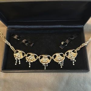 Gold Seashell Necklace with stones